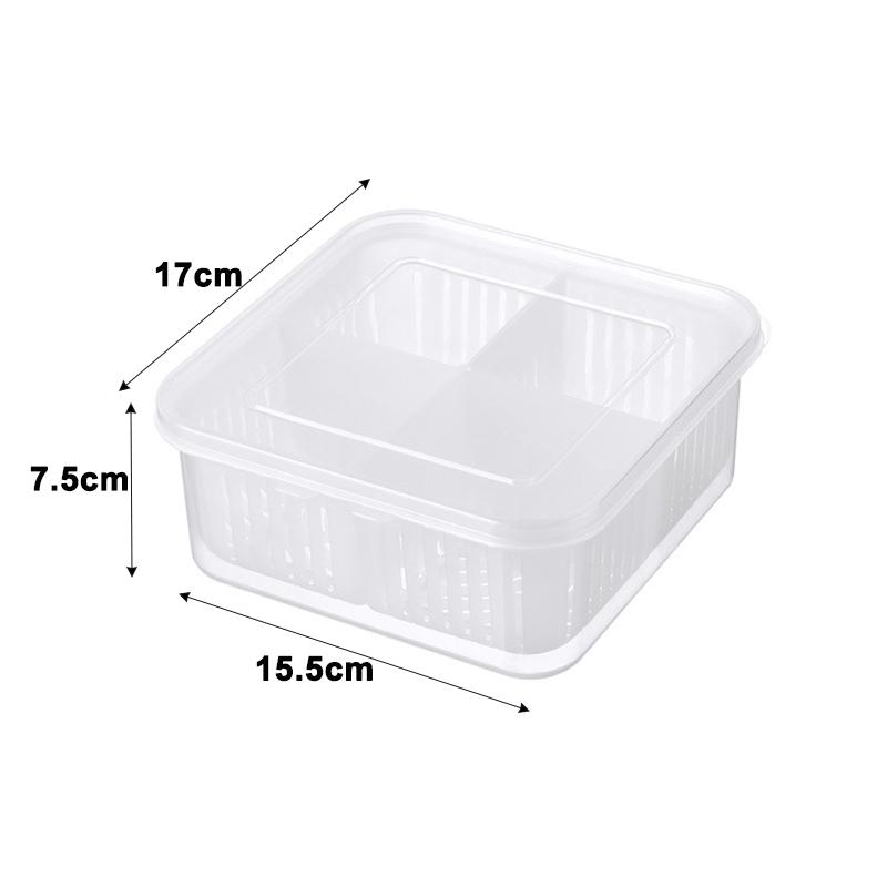 4 Grids Refrigerator Storage Box Food Vegetable Fruit Storage Box Fridge Organizer Drain Basket Meat Onion Ginger Clear Crisper