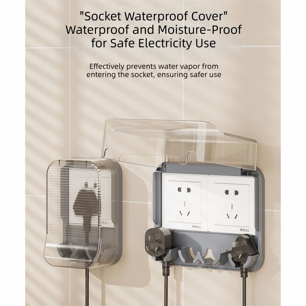 Clear Waterproof Socket Cover Self-Adhesive Socket Safety Protective Cover Household Bathroom