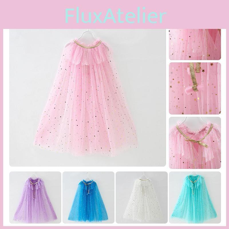 Girl Kids Fairy Cape Frozen Elsa Dress Princess Costume Cloak Tulle Xmas Shawl