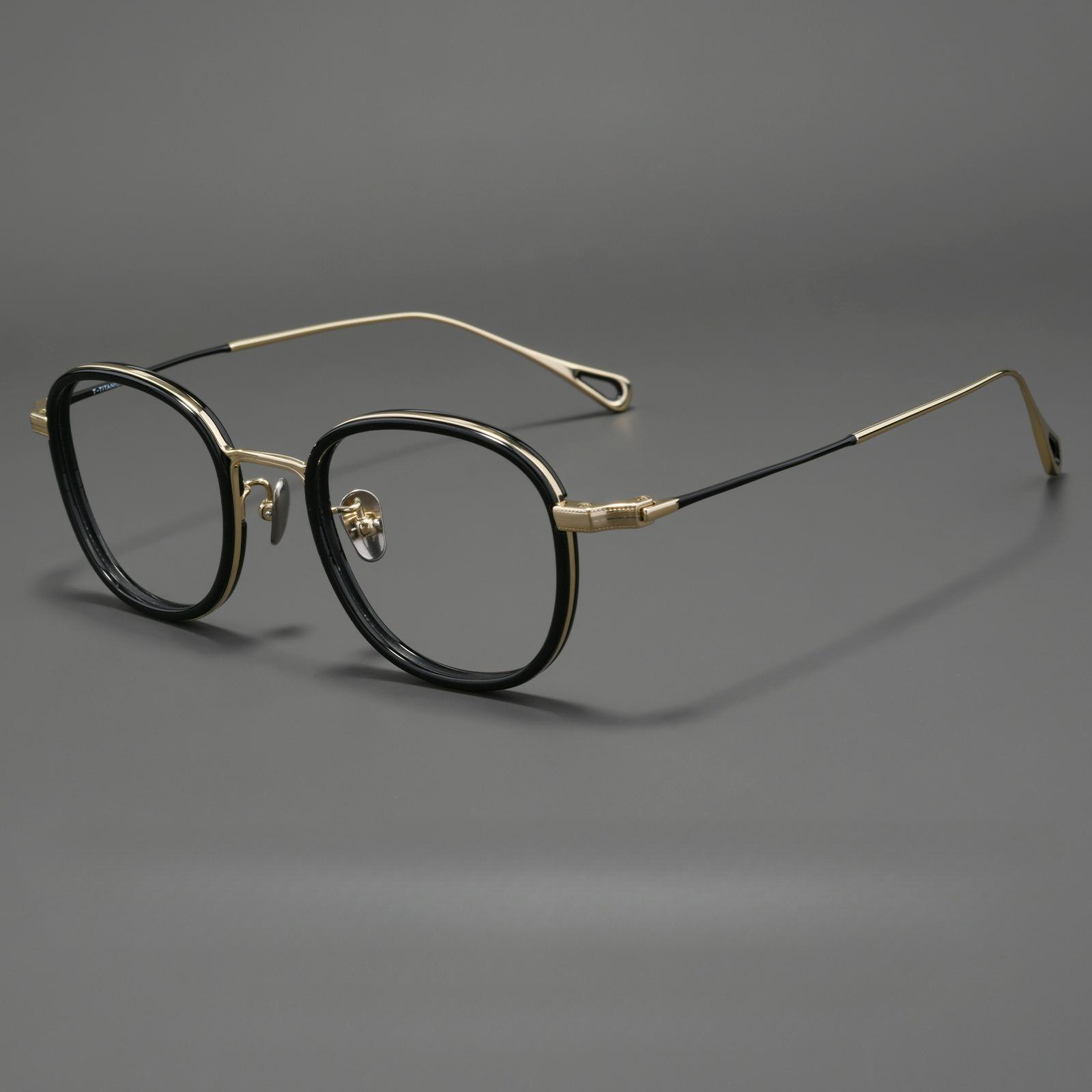 Light Luxury Brand Ultra Light Acetate Titanium Round Glasses Frame Men Women Retro Top Quality Optical Prescription Eyeglasses C1