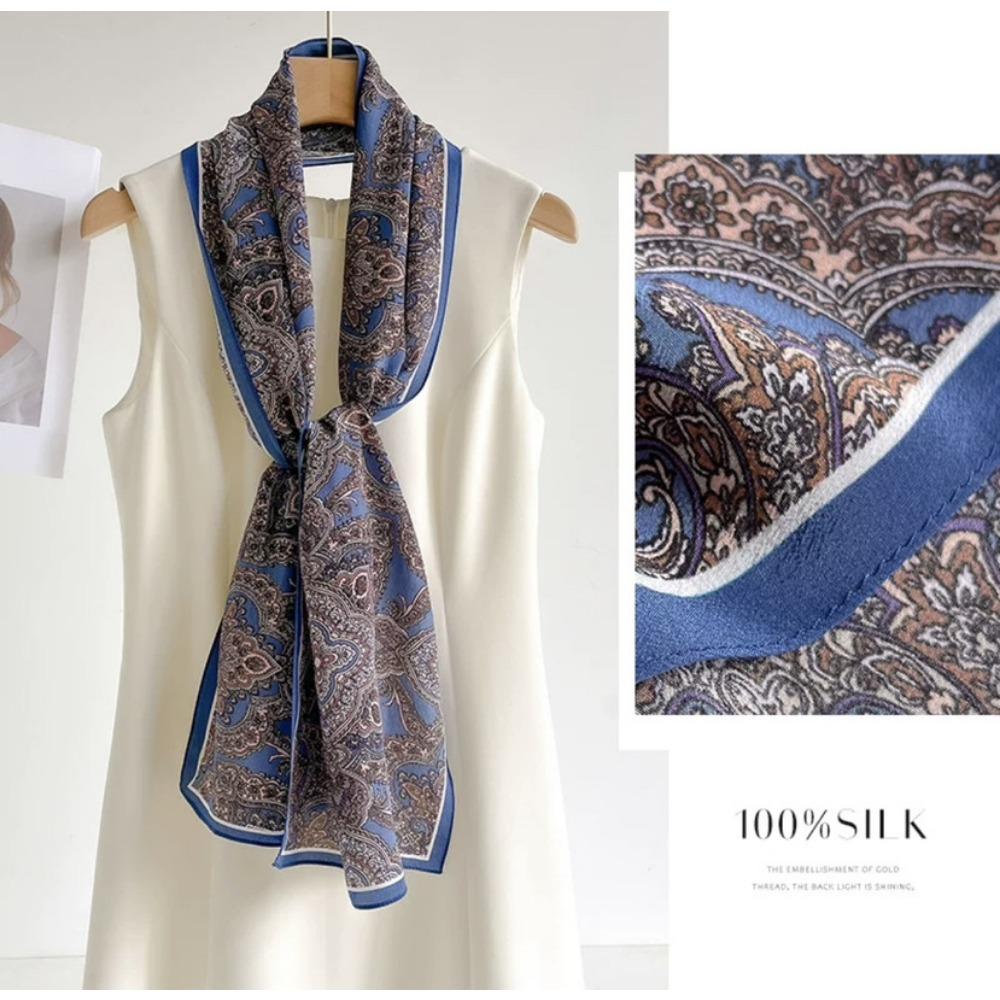 Light Luxury Astrolabe Silk Silk Scarf Spring And Autumn Medium And Long Bow Mulberry Silk Streamer Holiday Gift