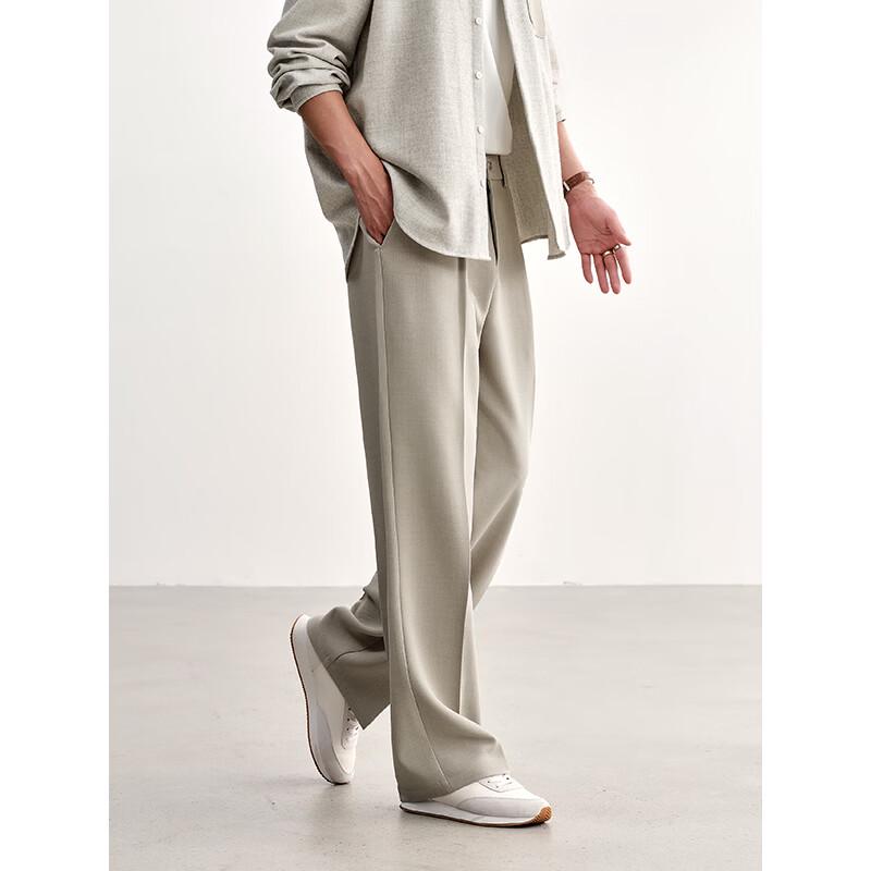 HAUT TON Men's Textured Drapey Casual Straight Trousers