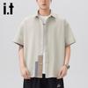 Izzueit Men's American Retro Ice Silk Quick-Dry Short-Sleeve Shirt