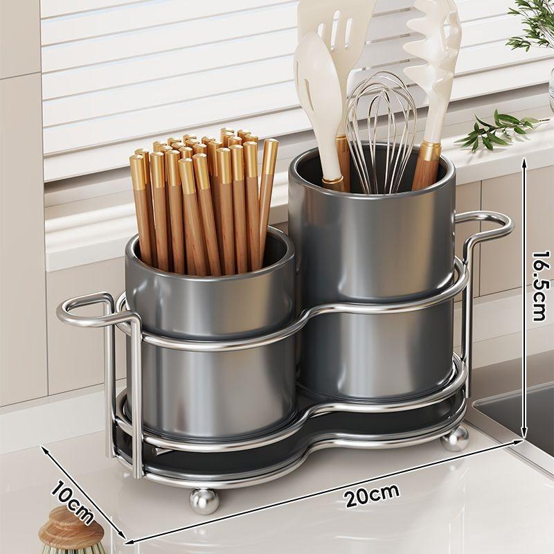Kitchen Utensil Rack, Countertop Drain Tray, Knife and Spoon Storage Holder