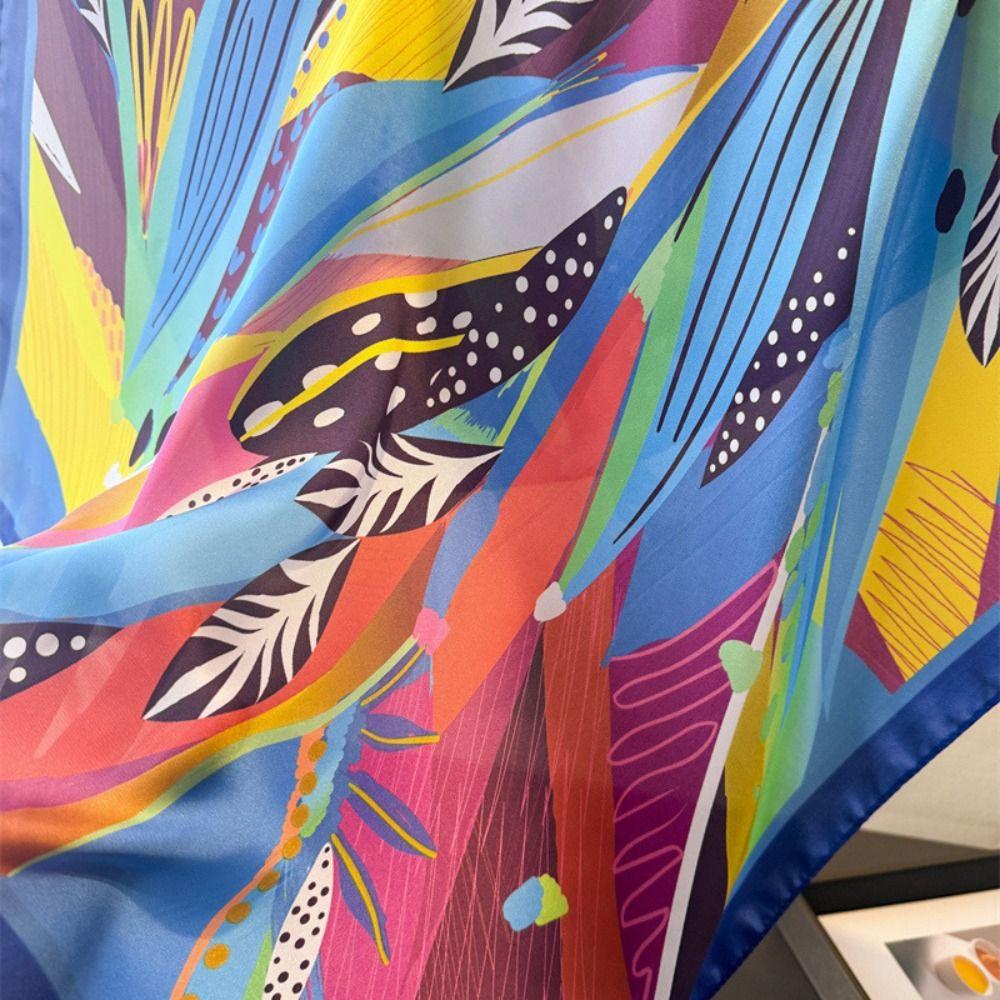 Lightweight Printed Square Scarf Breathable Neckerchief Fashion Imitation Silk Scarf For Women