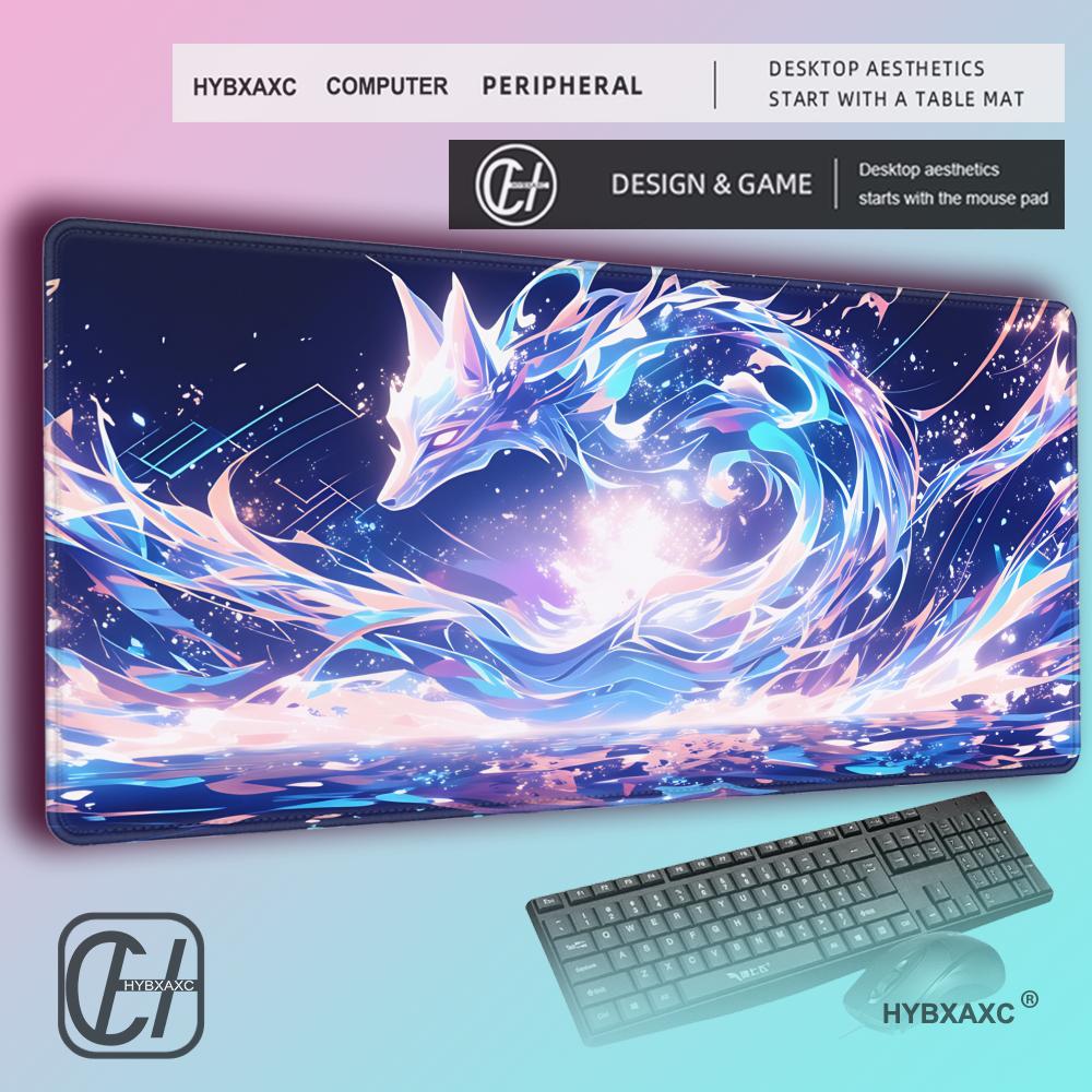 HYBXAXC Mouse Pad Anime Fox Gamer Pink Purple Star Large Gaming Mousepad Table Accessories Nonslip Mausepad Kawaii Desk Mat