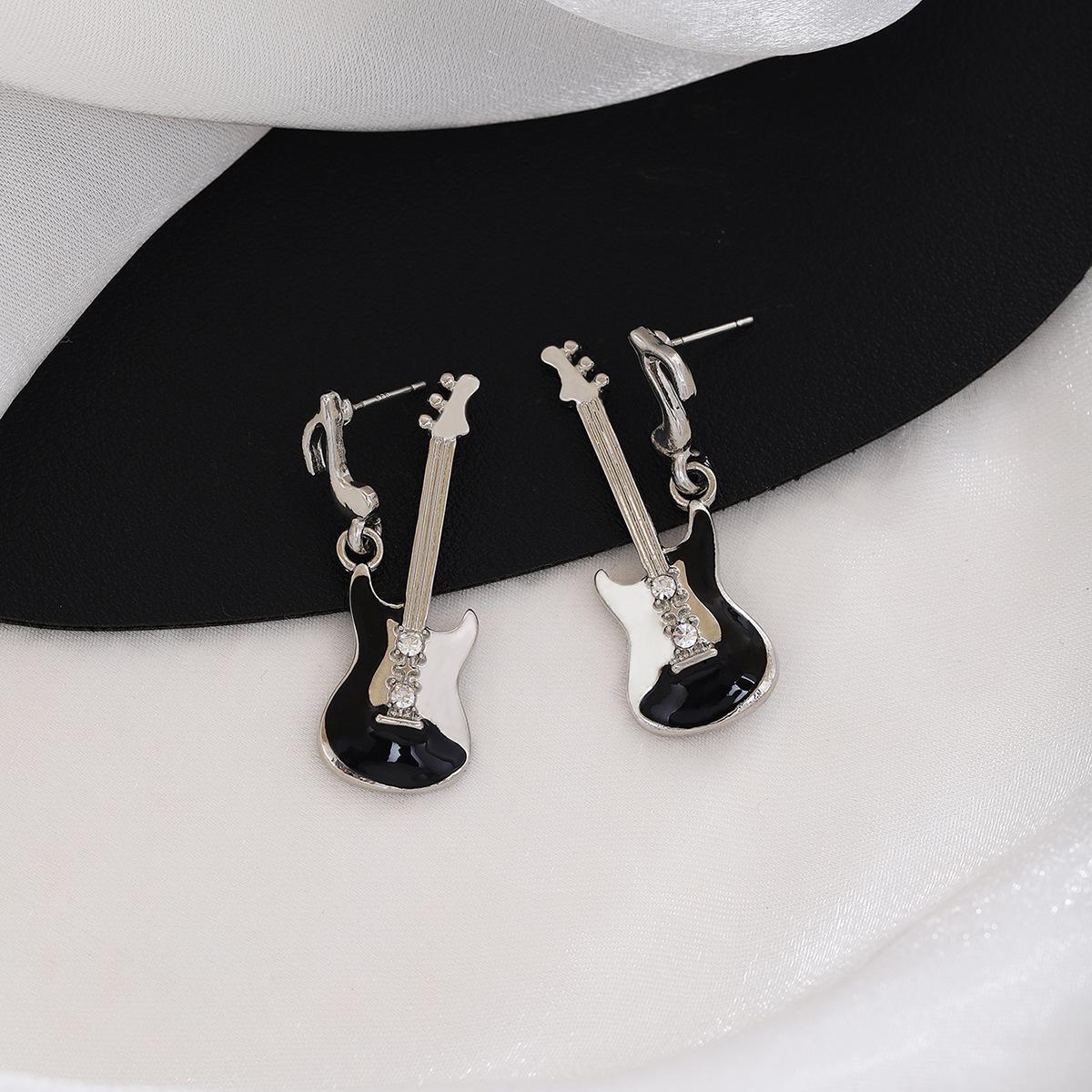 Сладкие и крутые серьги-подвески с молнией и гитарой в стиле панк, легкая роскошь, высокий стиль, персонализированные серьги для музыкального фестиваля, женские