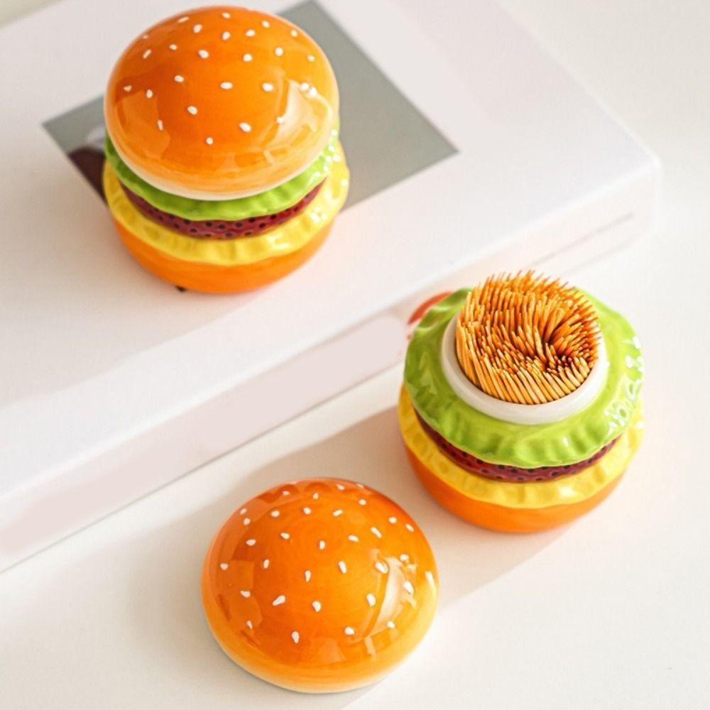 Dust-proof Toothpick Jar Decorative Cotton Swab Storage Box Hamburger Toothpick Holder  Bedroom