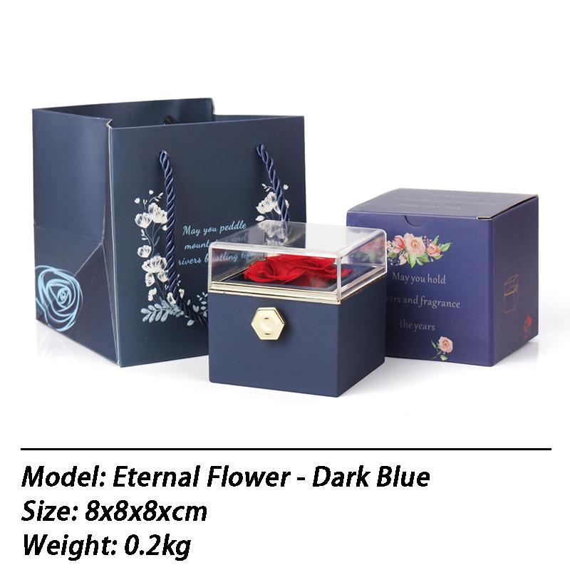 

Eternal Flower Jewelry Box Rotating Proposal Ring Box Festival Surprise Necklace Packaging Boxes Creative Jewelry Storage Boxes темно-синий