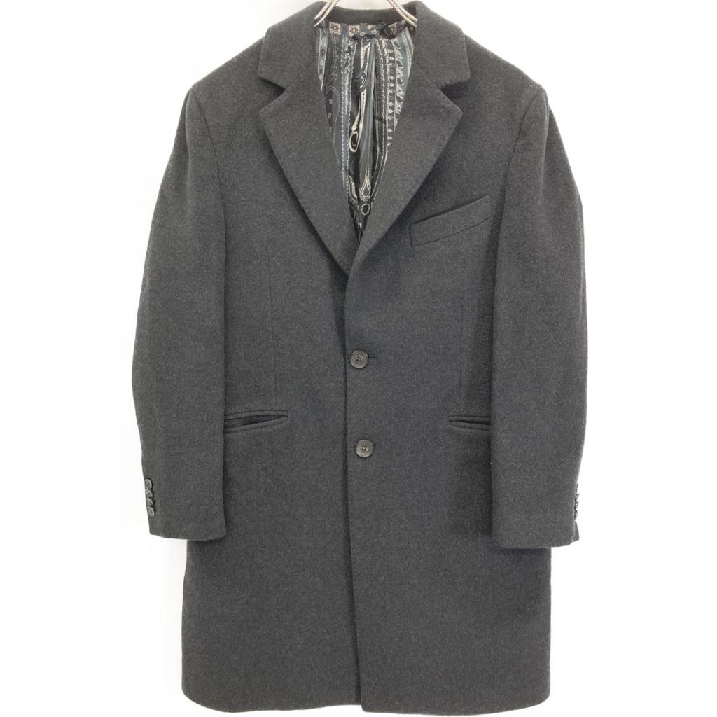 Etro Gray Cashmere 100 Lining Paisley Pattern Long Coat Coat 50 grayUsed