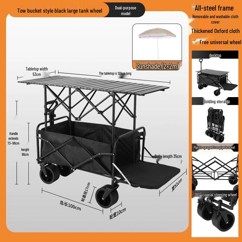 Heavy-Duty Folding Utility Wagon with Canopy