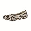 Women's Leopard Print Knit Ballet Flats - Comfortable Slip-On Shoes with Soft Fabric Interior and TPR Sole, Ideal for All Seasons