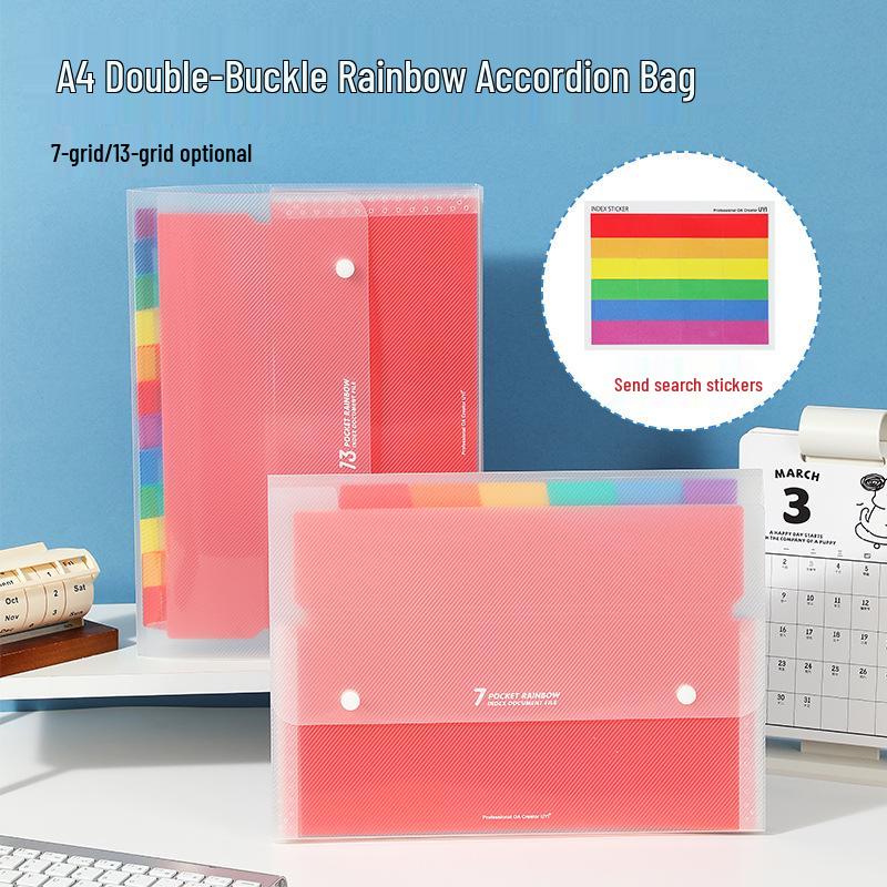 A4 Rainbow Accordion File Holder for Students, Office, and Data Organization