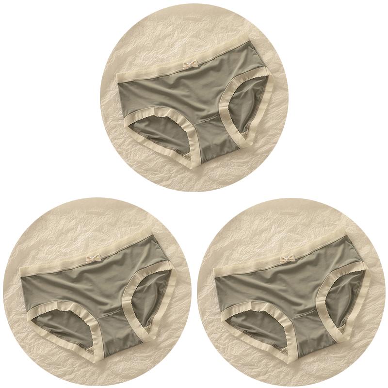 

3 шт./компл. Женское нижнее белье Бесшовное Летнее Новое с Бантиком Ледяной Шелк Дышащие Мягкие Трусики Миди Женское Приятное к Коже Белье XL&3pcs