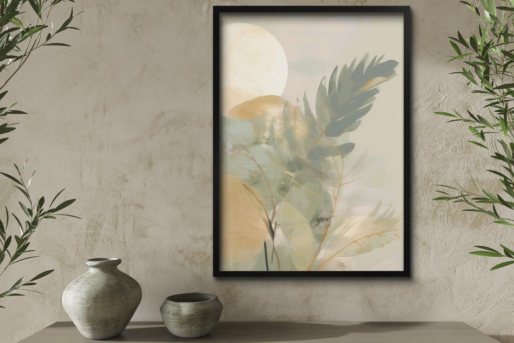 Pastelowy Plakat Obraz Grafika na ścianę do salonu biura sypialni Liście