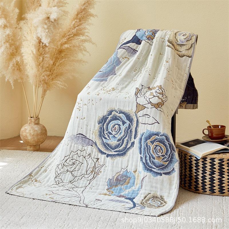 Nordic Class A Pure Cotton Gauze Bath Towel Dirt-Resistant And Non-Slip Light Luxury Leisure Blanket High-End Decorative Blanket Sofa Blanket