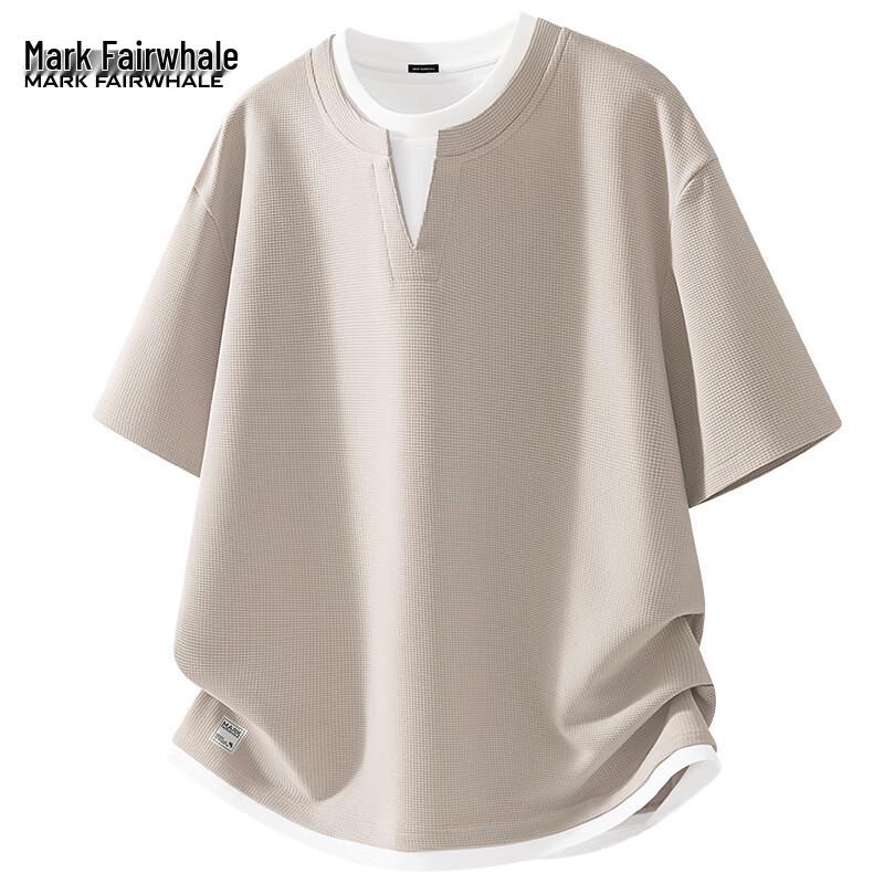 Mark Fairwhale Men's Waffle Knit V-Neck Layered Look T-Shirt