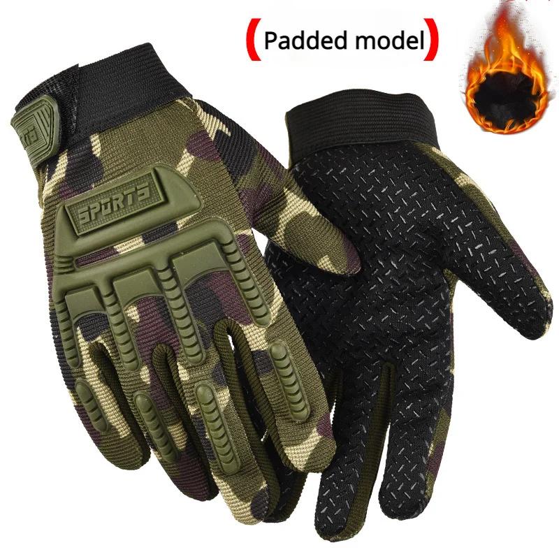 1 Pair Full Finger Tactical Gloves Kids Anti-slip Hard Protect Gear Riding Gloves Camouflage Combat Glove Garden Gloves
