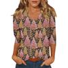 Women's Casual Fashionable Sexy Comfortable V-Neck Christmas Three-Quarter Sleeve Top