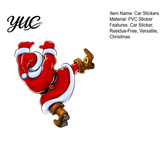 Removable Christmas Party Decals Hanging Santa Claus Car Sticker, Self Adhesive Decorative Decal, Body Waterproof PVC Auto Exterior Cling for