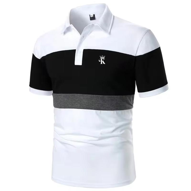 Men Print Polo Shirt Short Sleeve Polo Shirt Contrast Color Polo New Clothing Summer Streetwear Casual Fashion Men Tops