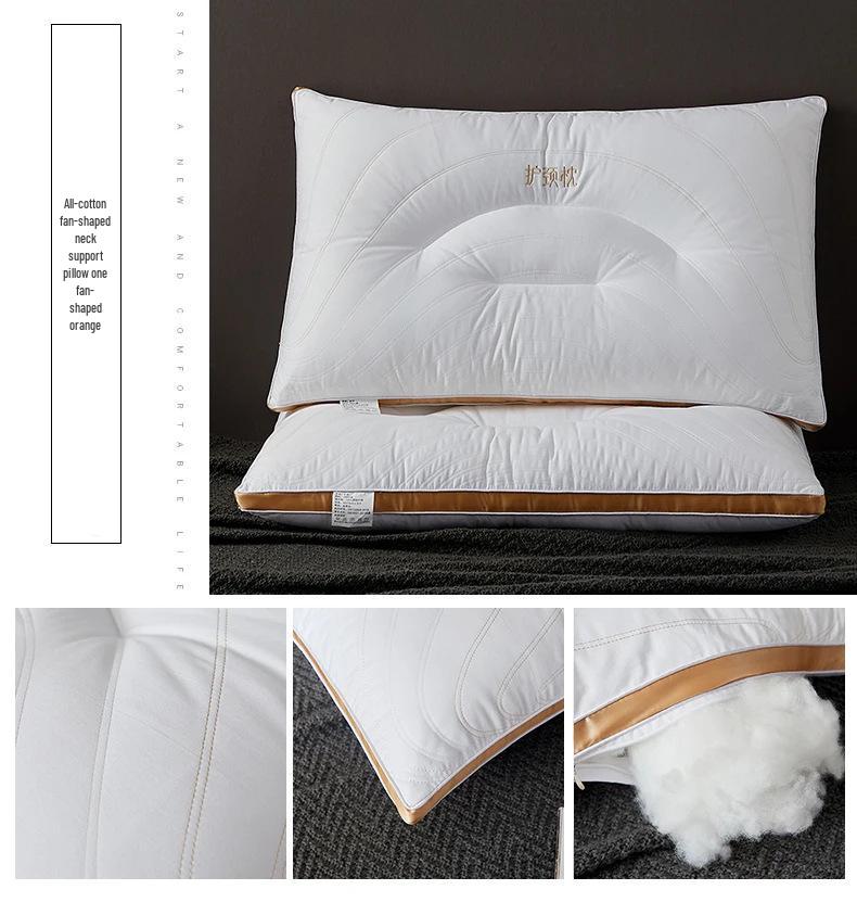 New All-Cotton Embroidery Neck Support Pillow - Five-Star Hotel Quality, Cervical Spine Sleep Aid