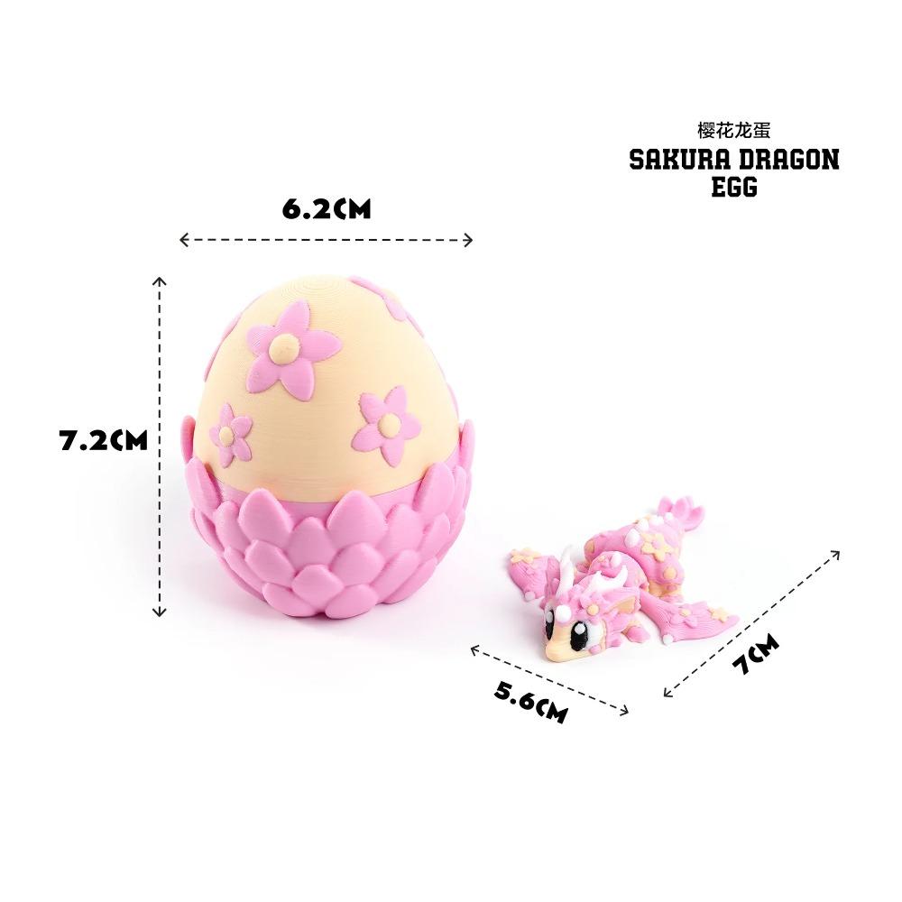 3D Printed Fantasy Dragon Egg Figurines Ornament Colorful Cherry Blossom Dragon Easter Eggs Home Desktop Decoration Gift