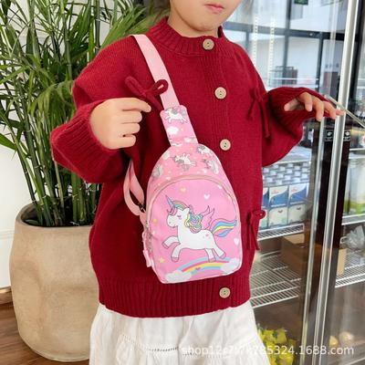 Bolsa mensageiro infantil versátil de desenho animado, unicórnio ultraleve, para criança pequena, fofa, bolsa de peito para sair, bolsa para trocas para menina