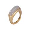 Natural An Purple Jade Long Oval Opening Adjustable Ring Chinese Retro Bohemian Elegant Women'S  Jewelry