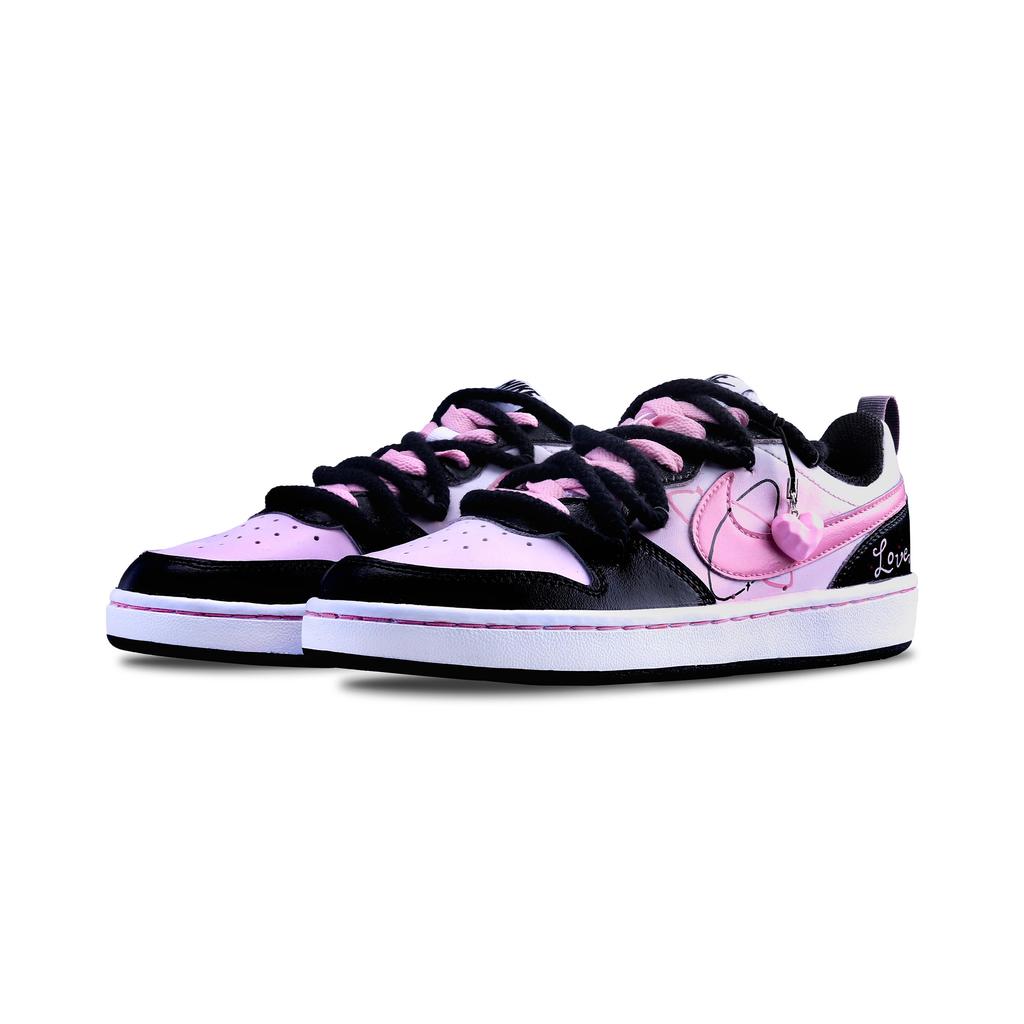 Nike Court Borough 2 Pink Dream Star Track Slip Resistant Lightweight Non Slip Lightweight Low Top Skateboard Shoes BQ5448-115(Team266-)