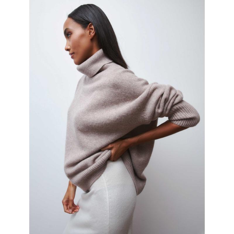 Autumn and Winter Turtleneck Women Sweater Loose Long Sleeve Casual Pullover Knitted Sweater Tops Fashion Loose Solid Color Clothes 1450