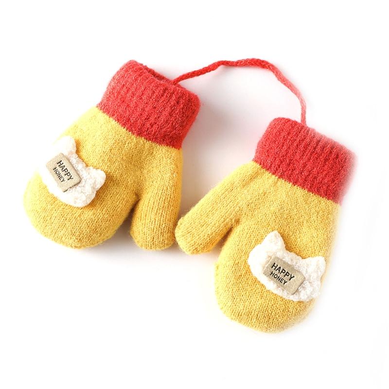 Children Gloves in Autumn and Winter Double-layer Plus Velvet Thickening Warm Cute Gloves for 0-3 Years Old Toddlers