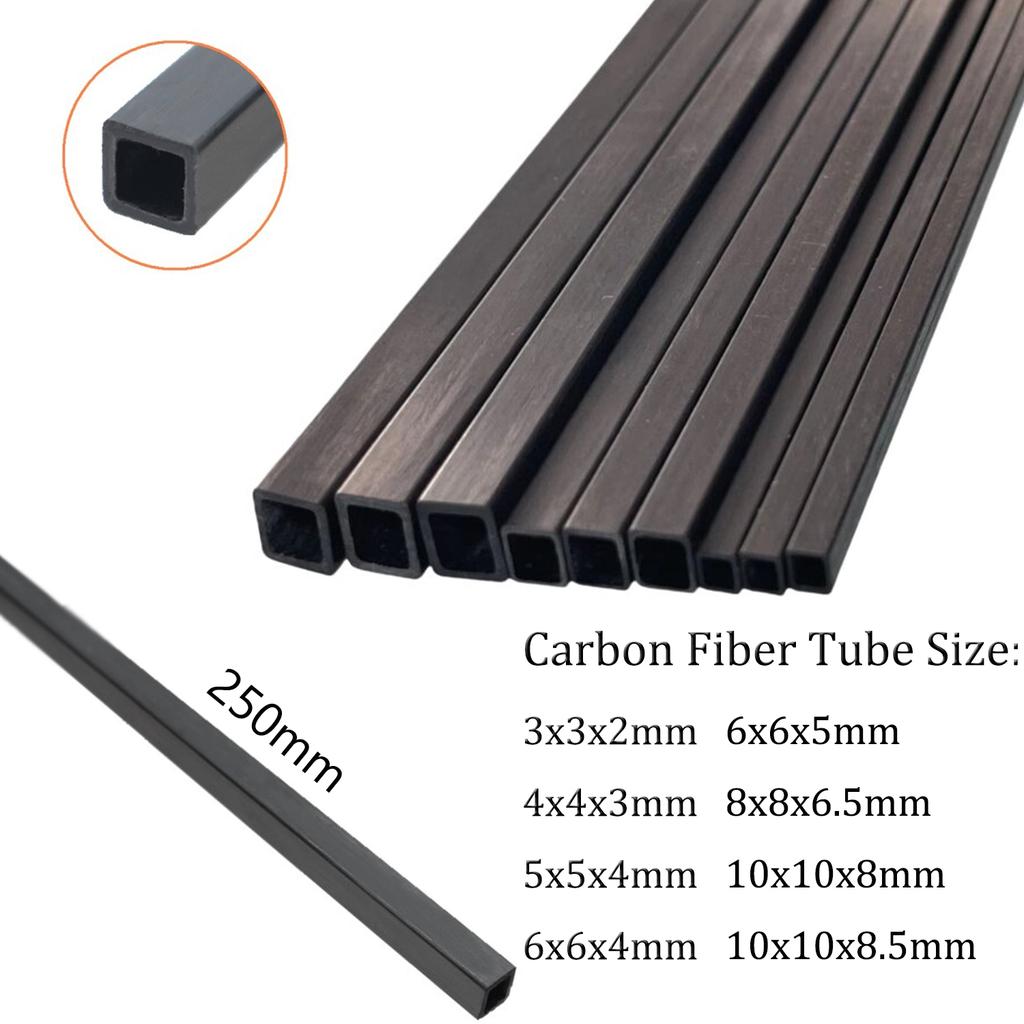 1/2/3pcs square carbon fiber tube, outer and inner high-strength carbon fiber tube/carbon fiber square tube Length 250mm