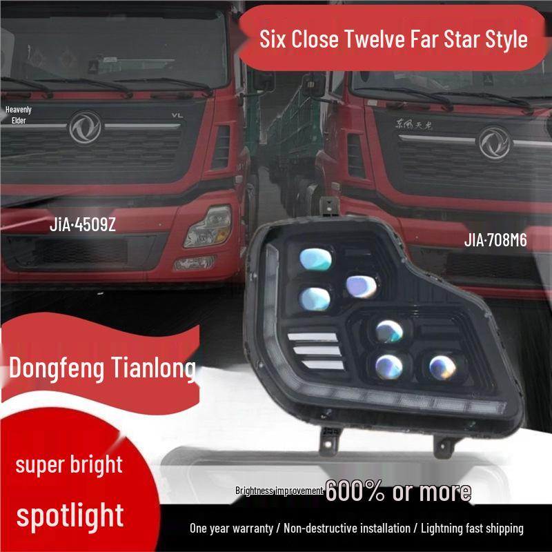 LED Super Bright Dual Lens Headlight for Dongfeng Tianlong with Daytime Running Lights & Turn Signal Left