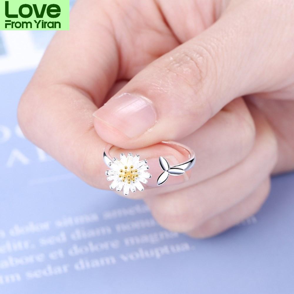 Nehzy 925 Sterling Silver New Women 'S Fashion Jewelry High Quality Chrysanthemum -Shaped Open Ring Adjustable Size
