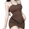 Sex underwear pure desire sweet and spicy neck strap dress slim fit hip wrap solid color cute sexy suspender skirt