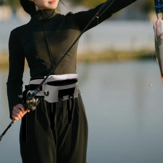 Waterproof Fishing Waist Bag with Rod Holder Adjustable Strap Portable Outdoor Fishing Accessories Organizer Fanny Pack Chest Sling Pouch