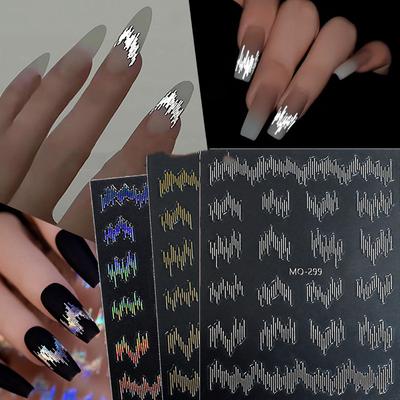 New High-gloss Reflective Silk Nail Art Stickers Flashing Colorful Reflective Lines Nightclub Disco Wearable Nail Stickers Professional Nail Art Tools