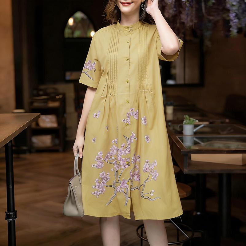 ZANZEA Women Casual Round Neck Half Sleeve Loose Floral Print Dress