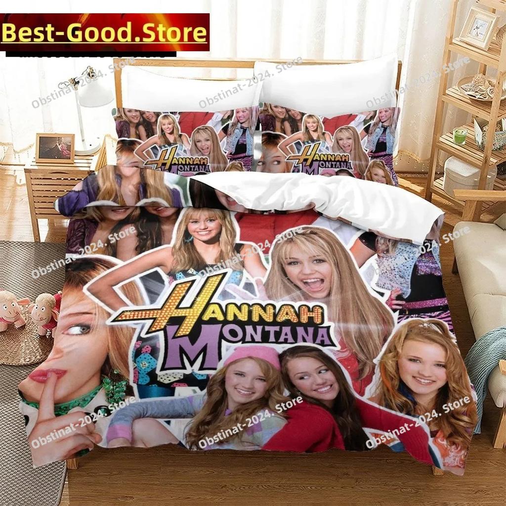 Fashion Hannah Montana Bedding Set Printed Bed Set With Pillowcase Bed Duvet Cover Soft Single Double Queen Super King Size