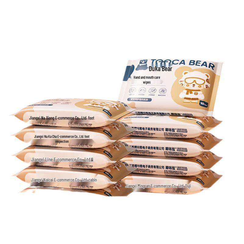 Duka Bear Portable Baby Hand & Mouth Wet Wipes - Small, Individually Wrapped for On-the-Go Use