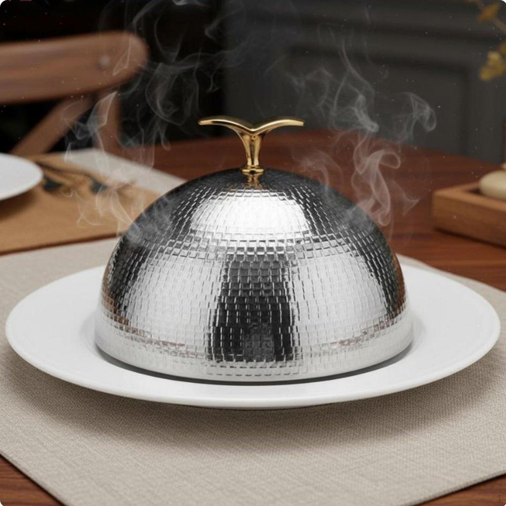 Restaurant Steak Cover Elegant Design Stainless Steel Cloche Hammered Plate for Chefs,