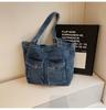 Retro Design Women's Denim Shoulder Bags Large Capacity Ladies Travel Handbags Commuter College Girls Book Tote Shopper Bag