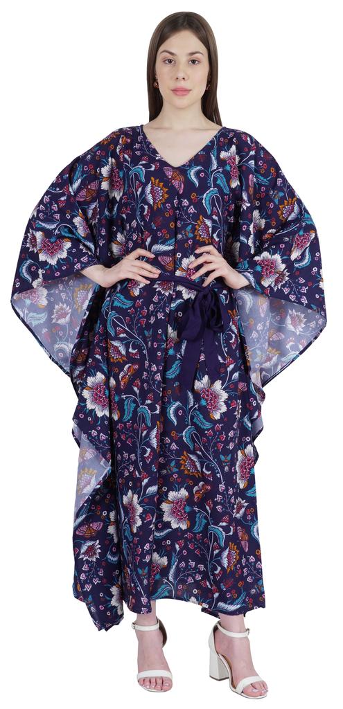 Moomaya Printed Sleep Loungewear For Women Kimono Sleeves Kaftan Resort Dress  Maternity