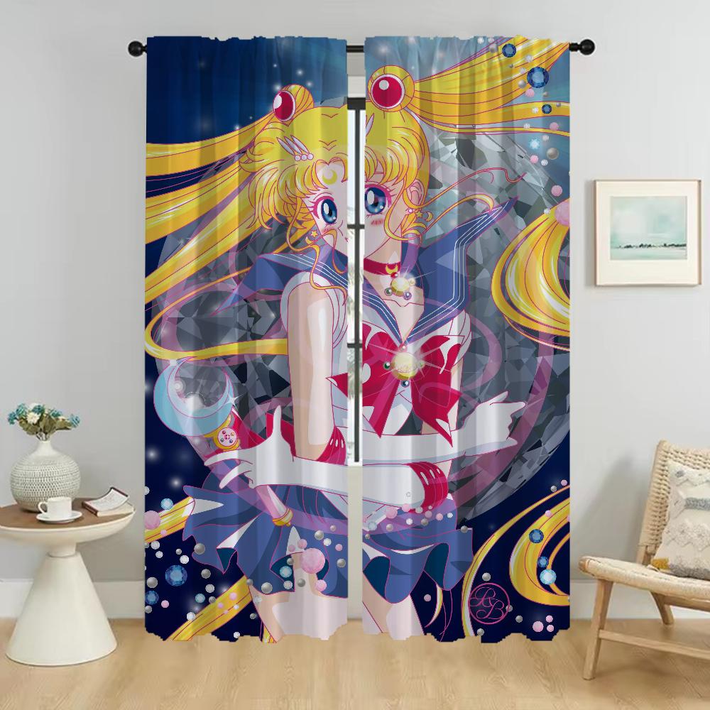 Sailormoons Blackout Curtain for Room 2 Panel Curtains Child Room Partition Shades Home Interior Curtains Halloween Decoration
