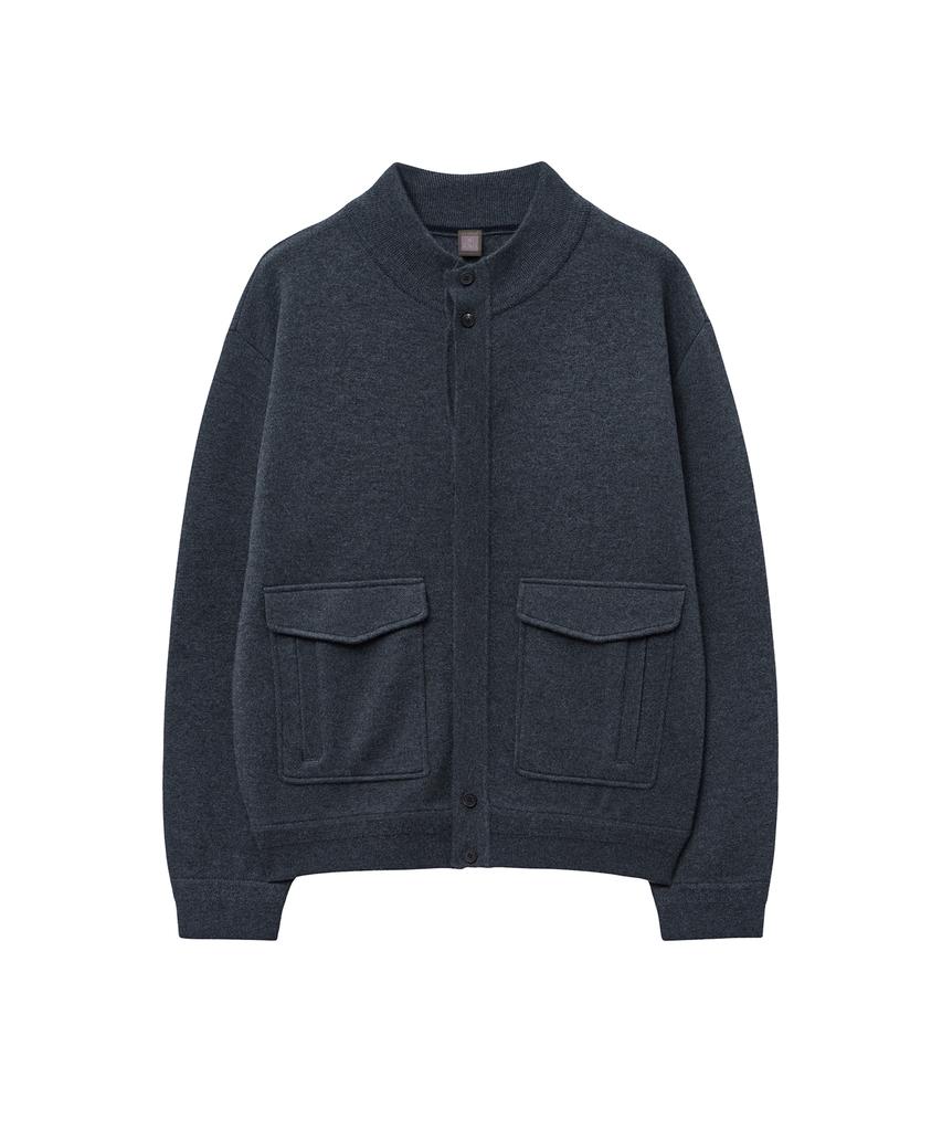 Iolo Merino Wool A-One Knit Jacket_Charcoal
