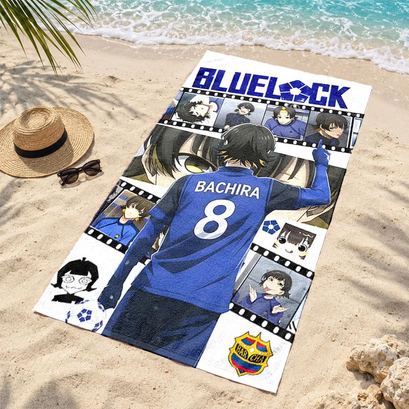 Blue Lock Microfiber Beach Towel Quick Dry Sand Free Lightweight Beach Towels for Travel Swimming Camping