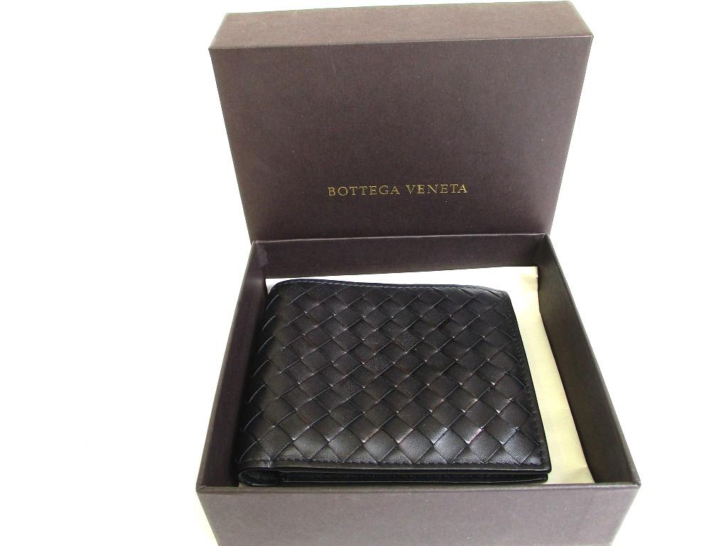 Authentic BOTTEGA VENETA Intrecciato Black Leather Bifold Bill Wallet #a021  Open Box