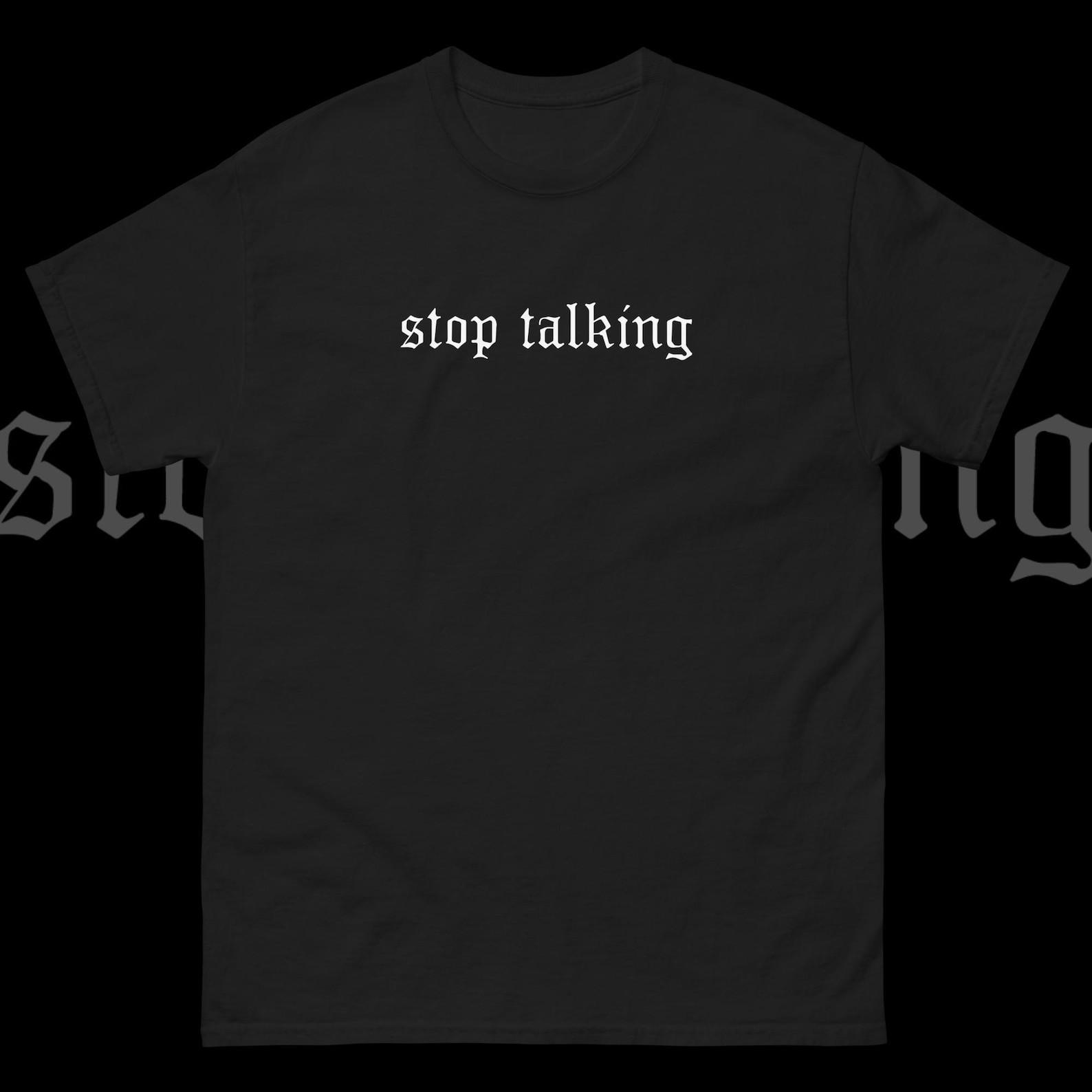 Футболка Stop Talking (Перестань говорить) Саркастическая, в стиле ню-готика, софт-гранж, пастельные тона, тумблр, готика, унисекс. S