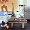 Creative Retro Iron Tower Hourglass Ornament Simple Modern Home Study Wooden Seat Hourglass Decoration Creative Birthday Gift